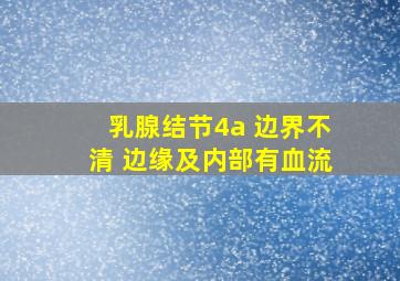 乳腺结节4a 边界不清 边缘及内部有血流